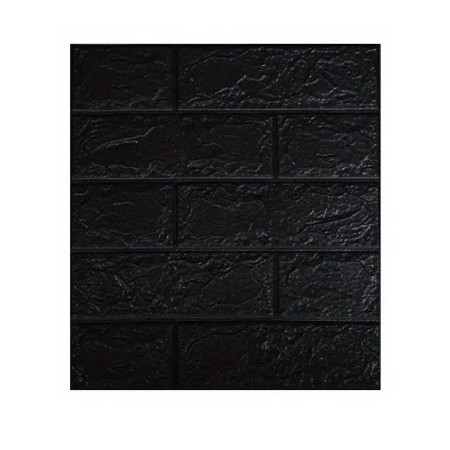 Set 10 Placi Tapet 3D,  35 x 38 cm, Grosime 3 mm, din Polietilena, Model Caramida, Suprafata acoperita 1.33 mp, Negru