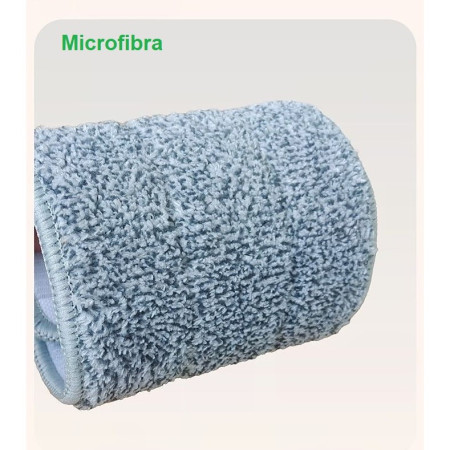 Set de Curatenie,  Mop si Galeata, Capacitate 5.7 l, 4 Rezerve Microfibra Incluse, Plastic, Utilizare Umeda/Uscata, Stoarcere Fara Maini, Albastru/Alb