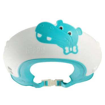 Cyrax Viziera de Protectie Baie Pentru Copii, Fippy, Model Hipopotam, Dimensiune ajustabila, Durabil, Usor de curatat, Impotriva Samponului, pentru Ochi si Urechi, TPE+PP, 22x21 cm, Albastru