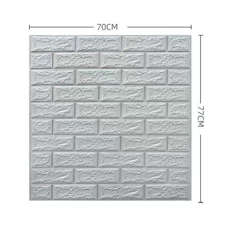 Set 10 Placi de Tapet,  Autoadezive, 70 x 77 cm, 3.5 mm Grosime, Suprafata Acoperita 5.3 mp, din PVC, Model Caramida, Gri