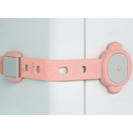 Siguranta pentru Usi Copii,  Sistem de Blocare Sertare, Dulap, Frigider, Adeziv, cu Sistem de Inchidere Dublu, Model Maimutica, Roz