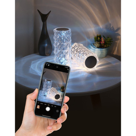 Lampa de birou pe LED RGB,  dimmer tactil, 3 nivele de intensitate, Cristal Acrilic, cu telecomanda