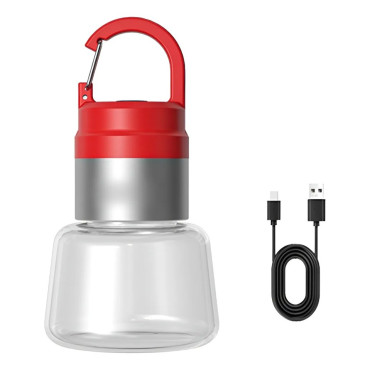 Lampa Portabila,  de Voiaj/Camping, Incarcare USB, IPX5, LED RGB, din ABS, 300 mAh, 10 x 5.5 x 5.5 cm, Rosu