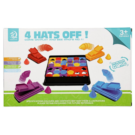 Joc Interactiv pentru Copii, Cyrax, 4 Hats Off, Tabla de Joc, Figurine Palarii, +3 Ani, Multicolor