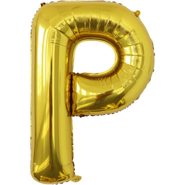 Balon Folie Metalizata Litera P, Cyrax, 80 cm, Umflati cu Heliu sau Aer, Ambalaj Individual, Pai inclus, Auriu