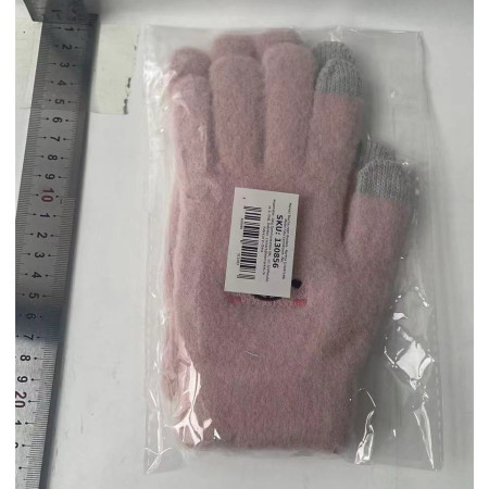 Manusi Dama,  Model Fata Zambitoare, Functie Touchscreen (ecran tactil), Material Lana Brodata, Manseta Elastica, Interior Pufos, Marime Universala, Roz