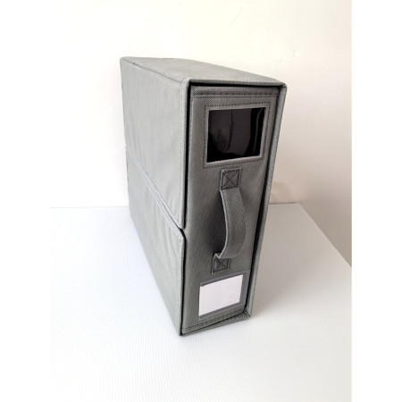 Cutie Depozitare Lenjerii de Pat,  Pliabila, Capacitate 18l, 38x33x12 cm, din Panza Oxford cu PP Incorporat, Fereastra Vizibila, Gri