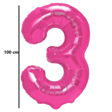 Balon din Folie Metalizata, Cyrax, Figurina Cifra, Model 3, Tema Aniversare 100 cm, Ambalaj Individual, Pai Inclus, Umflare cu Aer sau Heliu, Roz