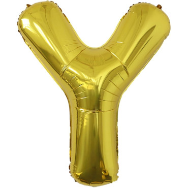 Balon Folie Metalizata Litera Y, Cyrax, 40 cm, Umflati cu Heliu sau Aer, Ambalaj Individual, Pai inclus, Auriu