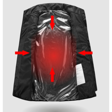 Vesta Inteligenta Incalzita,  Unisex, 2 Zone de Incalzire, Umplutura Bumbac, 3 Trepte de Temperatura, Incarcare USB, Negru, 45 - 58 kg, Marime L