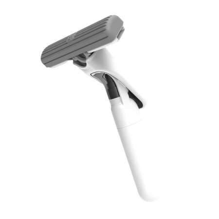 Mop Plat cu Pulverizare,  Recipient pentru Solutie de Suprafete, Geamuri, Interior Auto, Maner Scurt, Usor de Utilizat, Sistem de Stoarcere, 15.5 x 15.5 x 12.5 cm, Alb