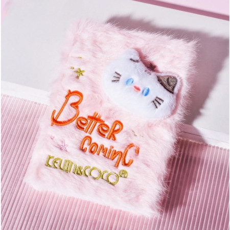 Set de Machiaj Kevin&Coco, 38 culori, Fard Ochi, Iluminatoare si Contouring, Husa Pufoasa, Model Pisicuta, 17.3x12.5x5 cm, Multicolor