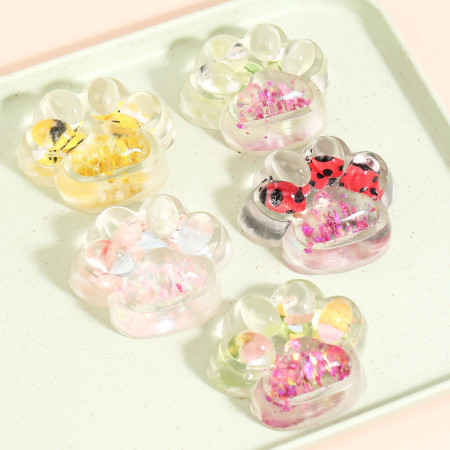 Jucarie Antistres Squishy, Cyrax, cu Revenire Lenta, Squeeze Pinch Family, Model Cat Paw, 6.5 x 7 cm, din Tpr, 4-6 Ani, Model 7 Insecte, Transparent