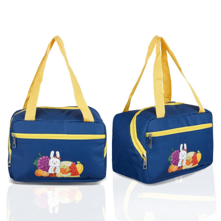 Geanta Termo-Izolanta, Cyrax, Compartimente Telefon si Tacamuri, Multifunctionala, Impermeabila, 30x21x20 cm, Design Iepuras, Albastru