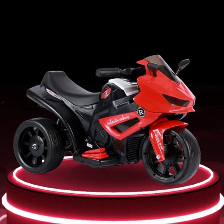 Motocicletă Electrică cu 3 Roti, Cyrax, Acumulator Încarcare, Anti-Rasturnare, Lumini, Sunete, Off-Road, Baterie 6V 4.5Ah, 66x34x43cm, Rosu