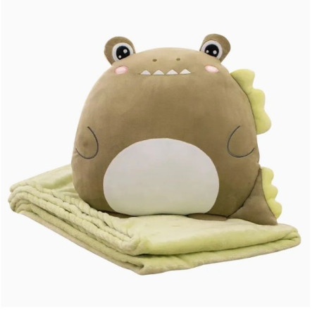 Patura 2in1 pentru Pat sau Canapea,  Model Jucarie Crocodil cu Spatiu de Depozitare Patura, Microfibra, 1x1.7 m, Verde