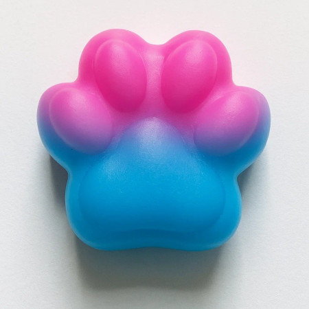 Jucarie Antistres Squishy, Cyrax, cu Revenire Lenta, Labuta de Pisica Pufoasa, 7.5 cm, Ambalaj Transparent, Model 270512, Albastru/Roz