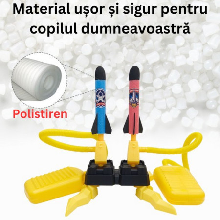 Cyrax Jucarie pentru copii, lansator rachete cu piciorul, doua lansatoare, 6 rachete, fara lumina