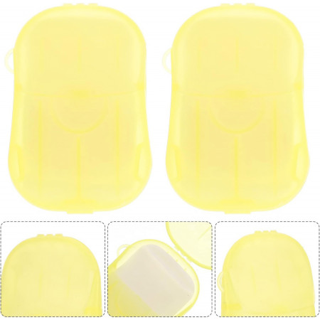 Mini Cutie de Sapun din Hartie,  de Unica Folosinta, Portabila, Potrivit pentru Calatorii, 20 foite, Galben