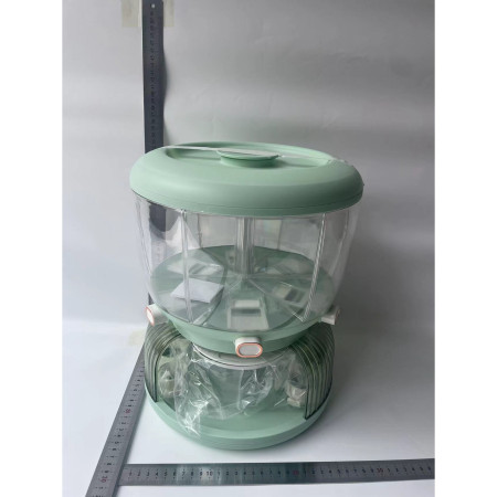 Dozator Etajat de Cereale Cyrax, Rotativ 360, 6 Compartimente, Capacitate 10L, Cofraj Special pentru Oua, Vas pentru Scurgerea Cerealelor, 35x27.5 cm, Verde