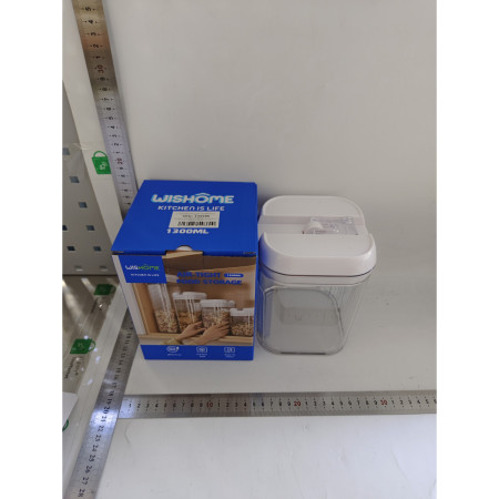 Cutie de Depozitare Alimente, Cyrax, Cutie pentru Bucatarie, Cutie pentru Condimente, din PET ABS Silicon, 12.5 x 12.5 x 16.5 cm, 461 g, 1.3L, Transparent Alb
