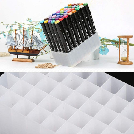 Suport De Depozitare, Cyrax, pentru Markere, Suport Pentru Stilouri, Cutie De Depozitare pentru Birou, Multi-Functionala, 60 Spatii, Alb/Negru