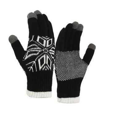 Manusi de Barbat,  Model Fulg, Functie Touchscreen (ecran tactil), Material Acril Tricotat, Manseta Elastica, Interior Catifelat, Marime Universala, Negru