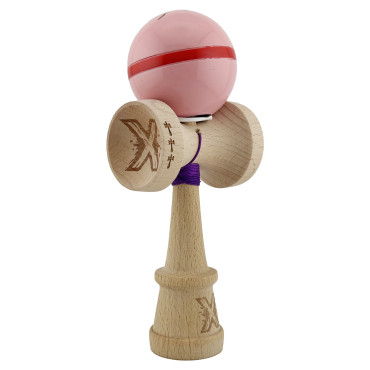 Kendama X Originala Silken, Profesionala, Cyrax, Cupe Mari KING SIZE V3, Super Sticky, Gaura in Baza, Rulment Metalic, din lemn 18 cm, Ata 55 cm, Roz