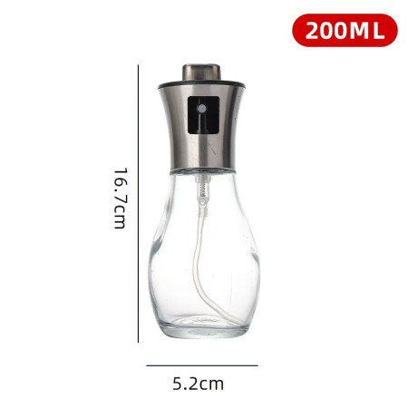 Sticla de ulei cu Pulverizator, Cyrax, Sticla pentru Lichide de Bucatarie, Otet, Sos, 16.7 x 5.2 cm, Volum 200 ml, Gri