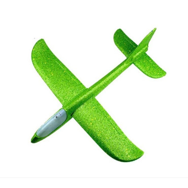 Avion planor din polistiren in punga , lungime 47 cm , Verde, cu lumini pe cap, Cyrax