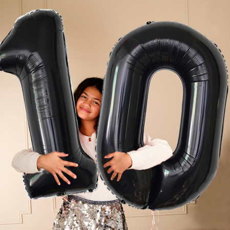 Balon din Folie Metalizata, Cyrax, Figurina Cifra, Tema Aniversare 80 cm, Ambalaj Individual, Pai inclus, Umflare cu Aer sau Heliu, Negru, Cifra 0